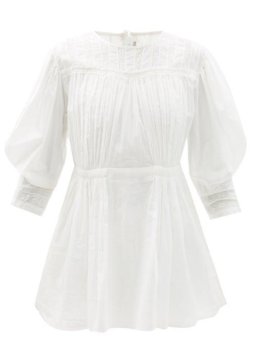 Ladies Rtw Mimi Prober - Austen Lace-panelled Cotton-voile Mini Dress - Womens - White
