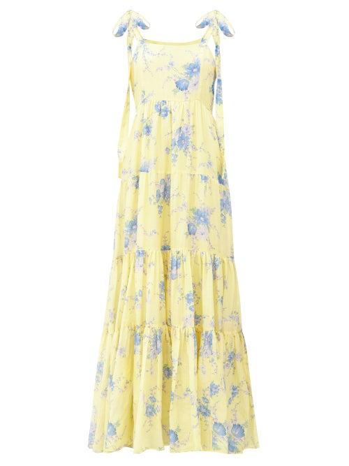 Matchesfashion.com Loveshackfancy - Burrows Floral-print Cotton-blend Maxi Dress - Womens - Yellow Print
