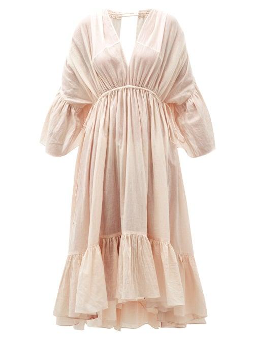 Matchesfashion.com Loup Charmant - Sunrise Open-back Organic-cotton Dress - Womens - Pink