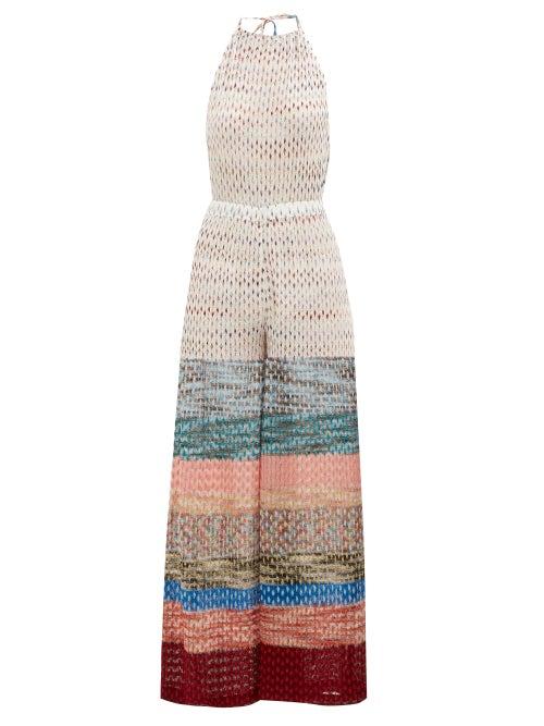 Matchesfashion.com Missoni Mare - Metallic Halterneck Jumpsuit - Womens - White Multi