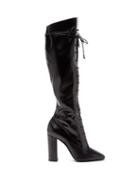 Matchesfashion.com Saint Laurent - Laura Lace-up Knee-high Leather Boots - Womens - Black