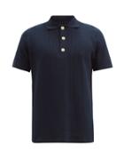 Matchesfashion.com Oliver Spencer - Tabley Waffle Organic-cotton Jersey Polo Shirt - Mens - Navy