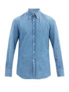 Matchesfashion.com Brunello Cucinelli - Button-down Collar Denim Shirt - Mens - Dark Blue