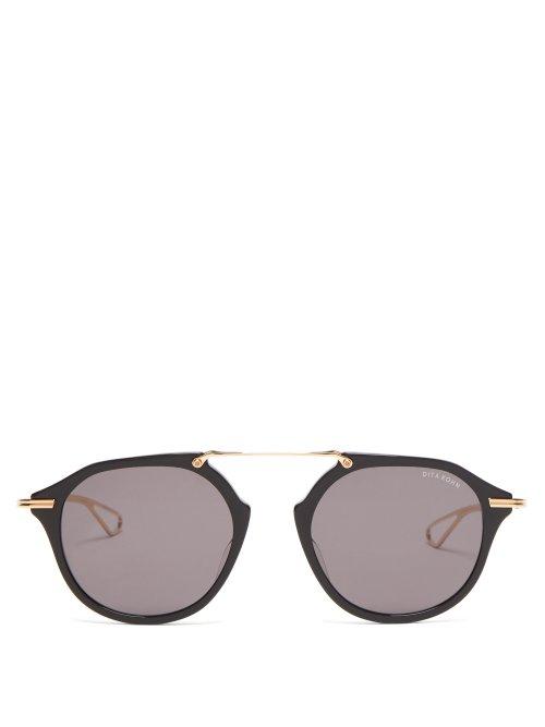 Matchesfashion.com Dita Eyewear - Kohn Round Frame Titanium And Acetate Sunglasses - Mens - Black