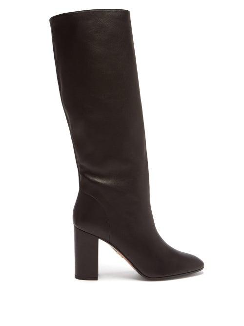 Matchesfashion.com Aquazzura - Boogie Block-heel Leather Boots - Womens - Black