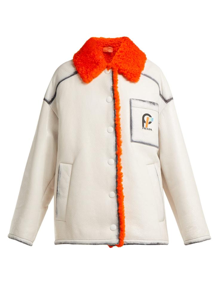 Prada Contrast-trimmed Shearling Jacket
