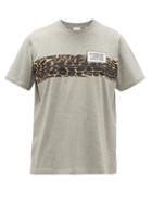 Matchesfashion.com Burberry - Kempster Leopard-print Cotton T-shirt - Mens - Grey