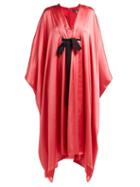 Matchesfashion.com Andrew Gn - Malovich Bow Embellished Silk Satin Kaftan Dress - Womens - Pink