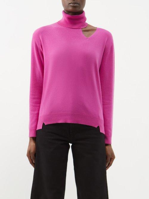 Arch4 - Roll-neck Cutout Cashmere Sweater - Womens - Magenta