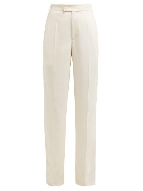 Matchesfashion.com Joseph - Ferry Satin Trimmed Wide Leg Crepe Trousers - Womens - Ivory