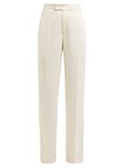 Matchesfashion.com Joseph - Ferry Satin Trimmed Wide Leg Crepe Trousers - Womens - Ivory