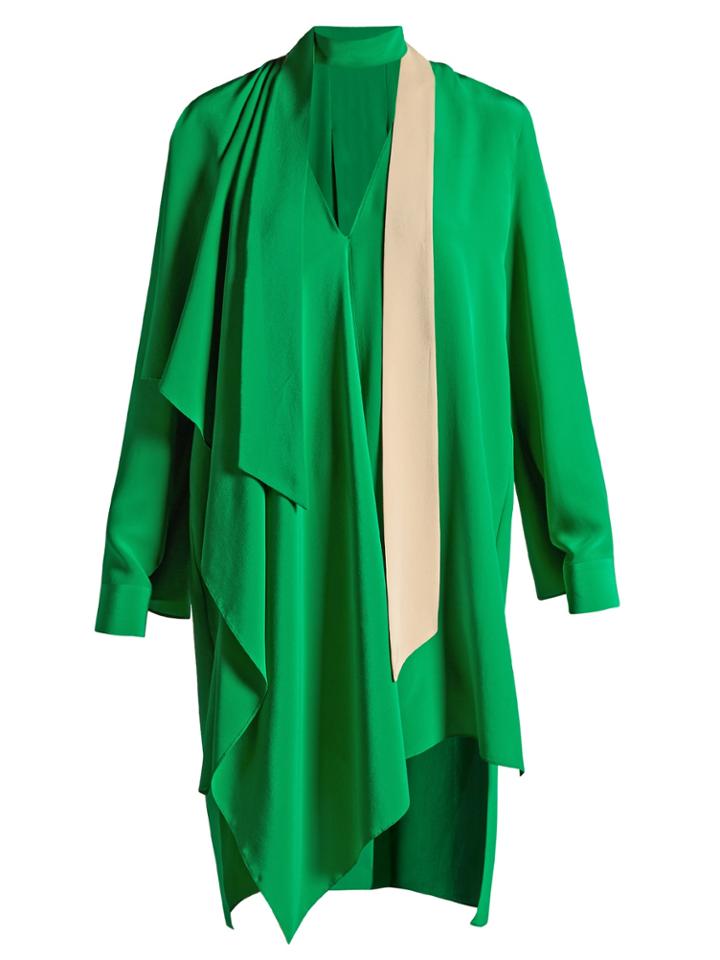 Fendi Asymmetric-hem Crepe De Chine Dress