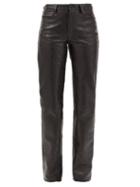 Marine Serre - Crescent Moon-print Leather Trousers - Womens - Black