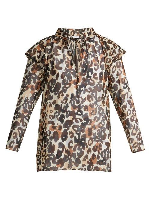 Matchesfashion.com Sonia Rykiel - Leopard Silk Blouse - Womens - Leopard