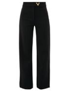 Matchesfashion.com Valentino - Logo-plaque Jersey Kickflare Trousers - Womens - Black
