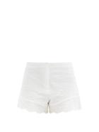 Matchesfashion.com Juliet Dunn - Floral-embroidered Cotton Shorts - Womens - White