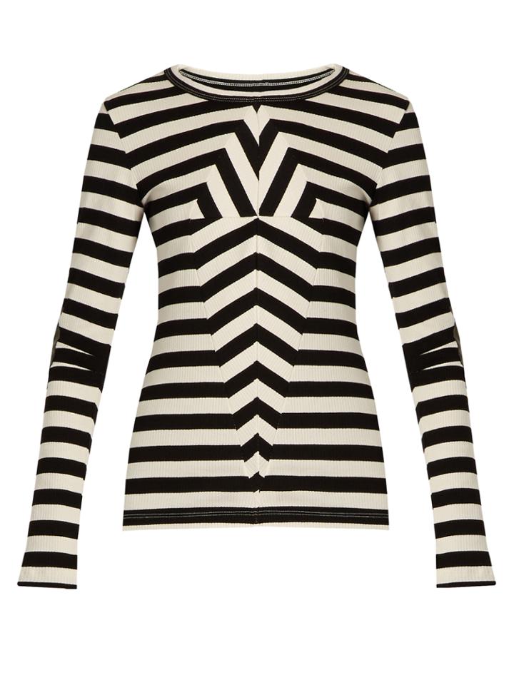 Mm6 By Maison Margiela Long-sleeved Striped Stretch-cotton T-shirt