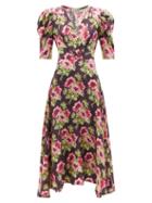 Ladies Beachwear D'ascoli - Agatha Floral-print Silk-twill Dress - Womens - Pink Multi