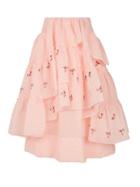Simone Rocha - Floral-embroidered Layered Cloqu Skirt - Womens - Pink