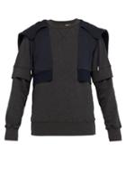 Matchesfashion.com Alexander Mcqueen - Layered Effect Cotton Hooded Sweatshirt - Mens - Dark Grey