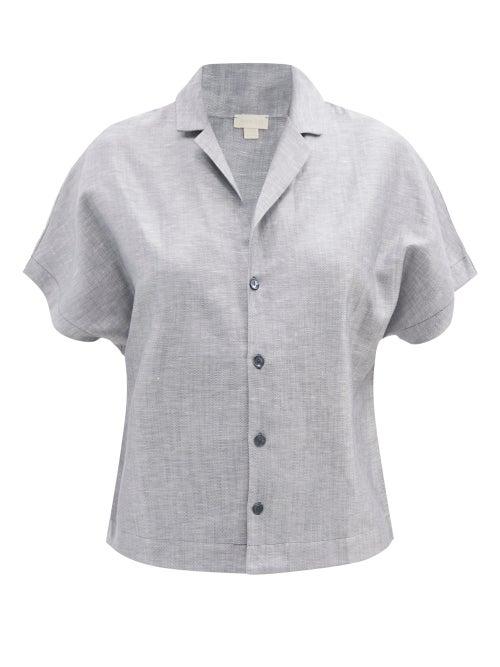 Ladies Lingerie Hanro - Urban Casuals Linen-blend Shirt - Womens - Blue