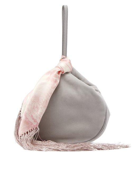 Matchesfashion.com Hillier Bartley - Lantern Scarf Embellished Bag - Womens - Grey