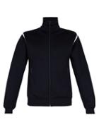 Matchesfashion.com Prada - Contrast Trim Cotton Blend Zip Through Track Top - Mens - Dark Navy