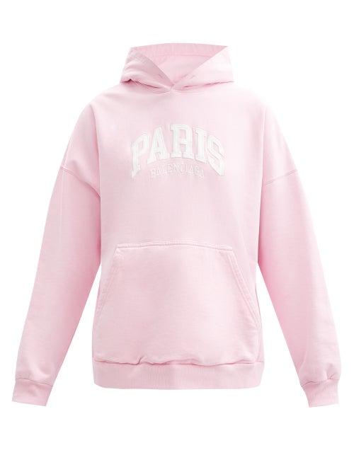 Balenciaga - Paris-logo Cotton-jersey Sweatshirt - Womens - Pink White