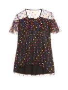 Marco De Vincenzo Polka-dot Embroidered Tulle Top