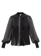 Matchesfashion.com Temperley London - Penny Ruffled Silk-chiffon Blouse - Womens - Black