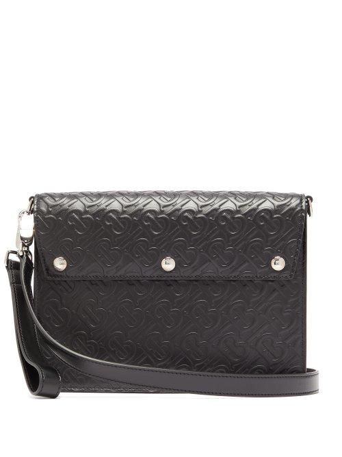 Matchesfashion.com Burberry - Tb Embossed Leather Cross Body Bag - Mens - Black
