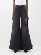 Peter Do - Distressed Flared-leg Jeans - Womens - Black
