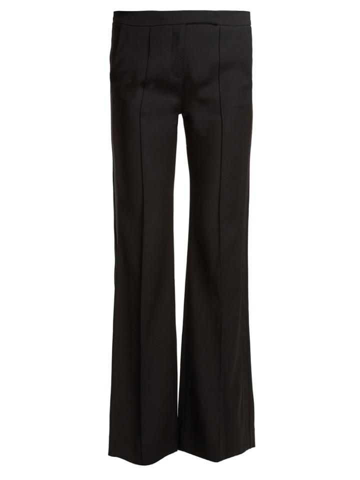 Amanda Wakeley Mid-rise Flared Crepe Trousers