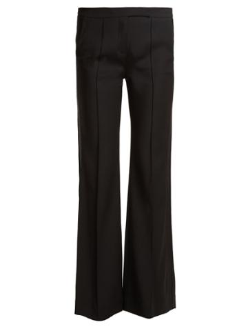 Amanda Wakeley Mid-rise Flared Crepe Trousers