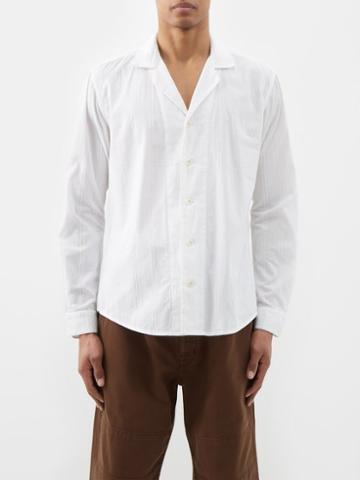 Smr Days - Paloma Cuban-collar Striped-cotton Shirt - Mens - White