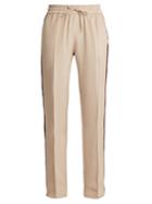 Serena Bute Contrast-striped Straight-leg Silk-crepe Trousers