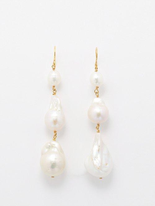 Jil Sander - Freshwater And Baroque Pearl Earrings - Womens - Pearl