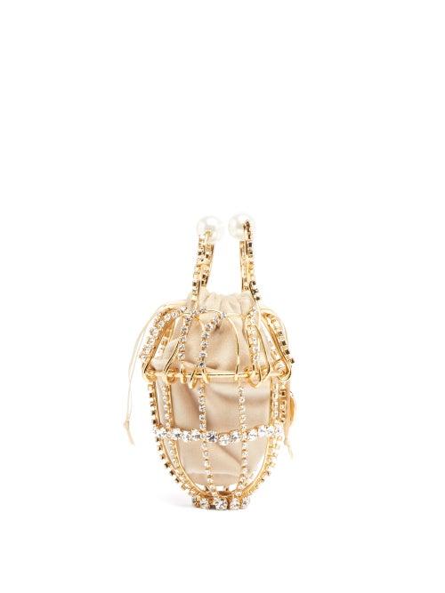 Matchesfashion.com Rosantica - Ginestra Crystal-embellished Clutch - Womens - Gold