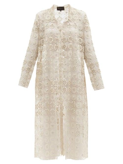 Matchesfashion.com Biyan - Resendea Beaded Macram-lace Coat - Womens - Ivory
