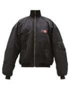 Matchesfashion.com Balenciaga - Corporate Logo-embroidered Satin Bomber Jacket - Mens - Black