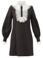 Matchesfashion.com Franoise - Lace-trimmed Crepe Mini Dress - Womens - Black