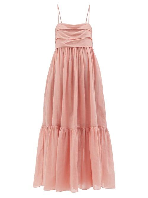 Loup Charmant - Iliana Tie-back Organic-cotton Midi Dress - Womens - Pink