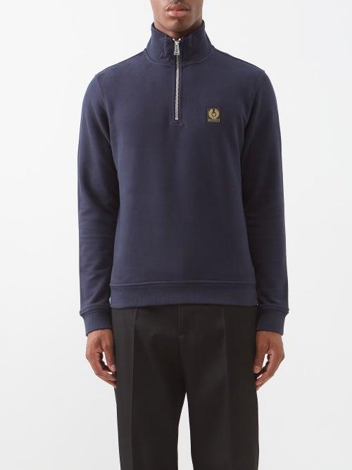 Belstaff - Logo-patch Cotton-fleece Track Top - Mens - Navy