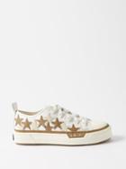 Amiri - Stars Court Leather-appliqu Canvas Trainers - Mens - White Brown