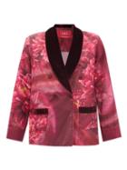 F.r.s - For Restless Sleepers - Ate Double-breasted Peony Wave-print Twill Jacket - Womens - Burgundy