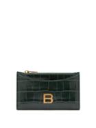 Balenciaga - Hourglass Zipped Croc-effect Leather Cardholder - Womens - Dark Green