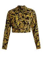 Diane Von Furstenberg High-neck Silk Crepe De Chine Cropped Top