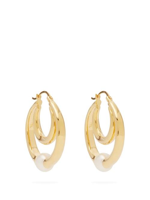 Matchesfashion.com Sophie Buhai - Double-hoop Gold-vermeil And Faux-pearl Earrings - Womens - Gold