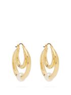 Matchesfashion.com Sophie Buhai - Double-hoop Gold-vermeil And Faux-pearl Earrings - Womens - Gold