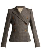 Khaite Cathy Double-breasted Houndstooth Wool Blazer
